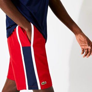 Lacoste Men's Shorts Size Large-5 Sport Colorblock Panels Lightweight Red NWT